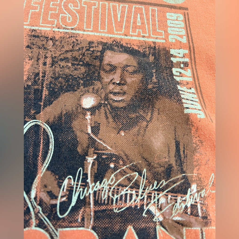 2009 Chicago Blues Festival T-Shirt LARGE Orange Bands Listed 2 Sided 26 Edition - Picture 2 of 16